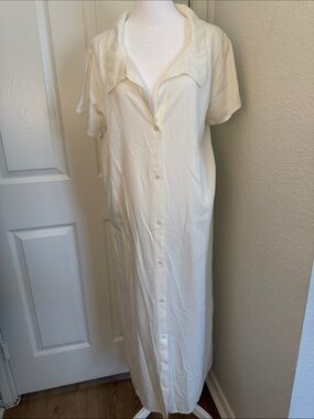 [new inventory] S’EDGE WHITE BUTTON DOWN COLLAR MAXI DRESS EUC